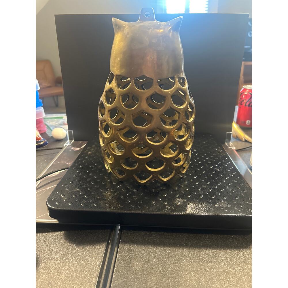 Brass Owl Lantern or Candle Holder - Picture 2 of 3